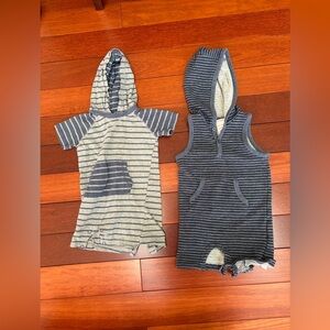Striped Hooded Baby Rompers